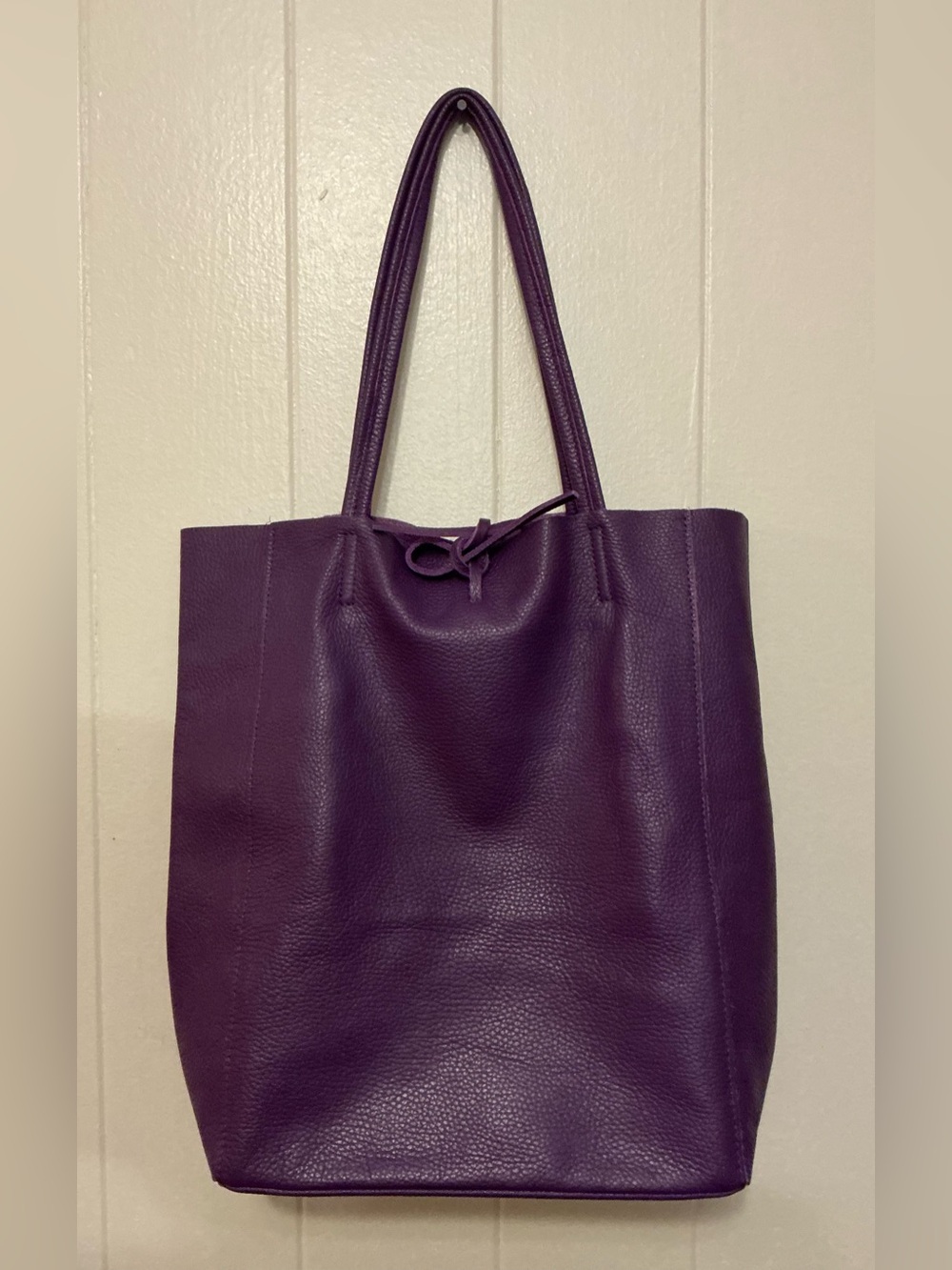 Beautiful Large Pebbled Italian Leather Borse in Pelle Dark Purple Handbag Tote